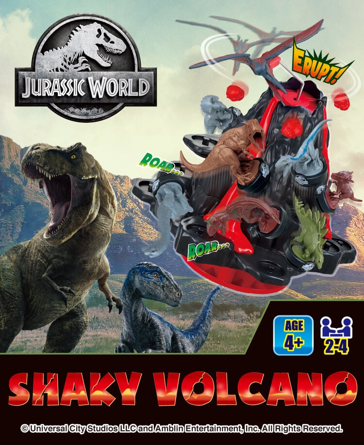 Jurassic World Shaky Volcano T. Rex, Blue, Carnotaurus, Triceratops, Stygimoloch, Stegosaurus, Brachiosaurus, Pteranodon.