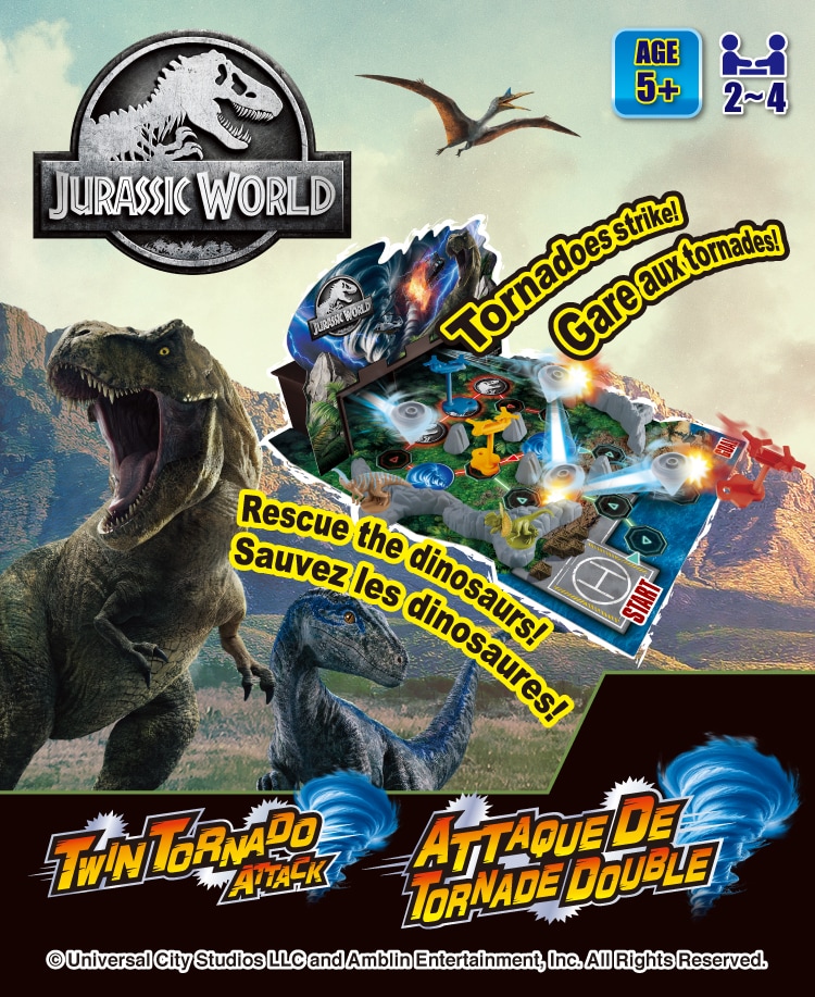 Jurassic World Twin Tornado Attack Parasaurolophus, Dilophosaurus, T. rex, Sinoceratops
