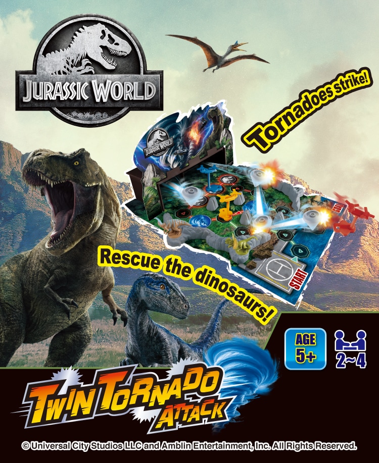 Jurassic World Twin Tornado Attack Parasaurolophus, Dilophosaurus, T-rex, Sinoceratops