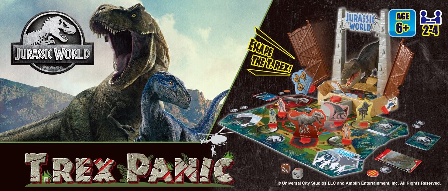 Escape the T. REX! Jurassic World action board game from Epoch Games! Jurassic World T. Rex Panic