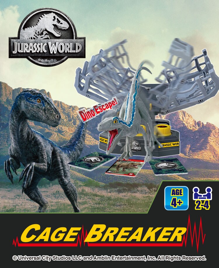 Jurassic World Cage Breaker Dilophosaurus, T. Rex, Pyroraptor, Baryonyx, Indoraptor, Indominus Rex, Pteranodon, Ankylosaurus, Stegosaurus, Triceratops, Apatosaurus, Parasaurolophus