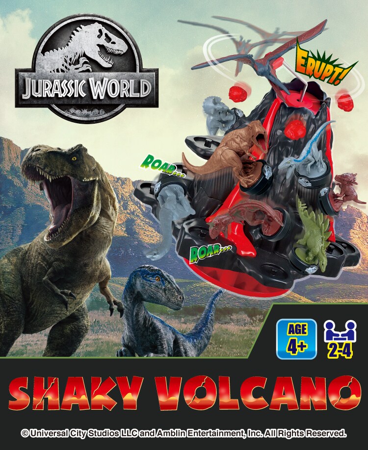 Jurassic World Shaky Volcano T. Rex, Blue, Carnotaurus, Triceratops, Stygimoloch, Stegosaurus, Brachiosaurus, Pteranodon.