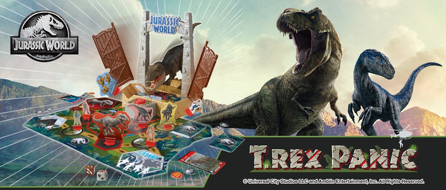 Escape the T. REX! Jurassic World action board game from Epoch Games! Jurassic World T. Rex Panic