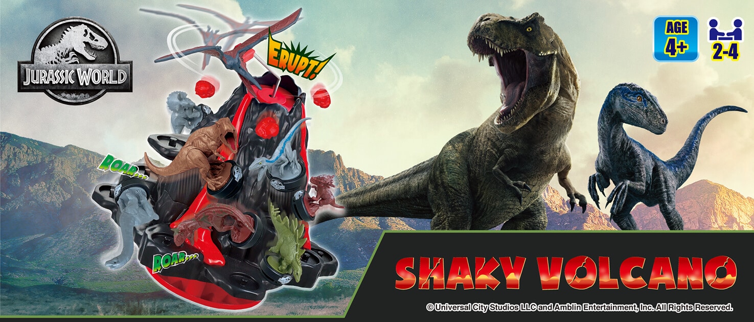 Keep the volcano balanced and don't let it erupt! Jurassic World action balancing game from Epoch Games! Jurassic World Shaky Volcano