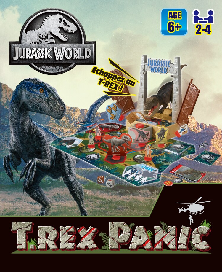 Jurassic World dinosaur pieces (Indominus Rex, Dilophosaurus, Baryonyx, Indoraptor) and cards (Carnotaurus, Therizinosaurus, T. Rex, Blue, Spinosaurus, Mosasaurus, Dimorphodon, Dimetrodon, Sinoceratops, Brachiosaurus, Stygimoloch, Gallimimus