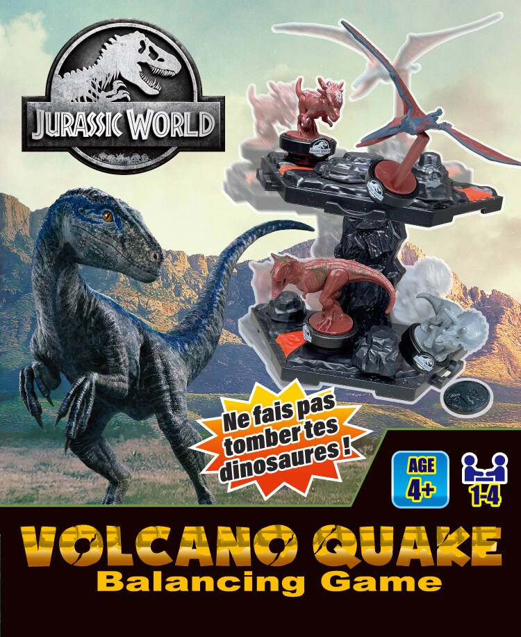 Volcano Quake Jurassic World -Balancing Game- T. Rex, Blue, Carnotaurus, Triceratops, Stygimoloch, Stegosaurus, Brachiosaurus, Pteranodon.