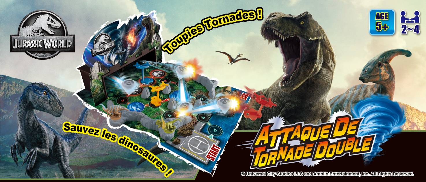 Lance le dé, avance sur le plateau et sauve tes dinosaures grâce à l’hélicoptère avant qu’il ne soit trop tard. Jurassic World Twin Tornado Attack