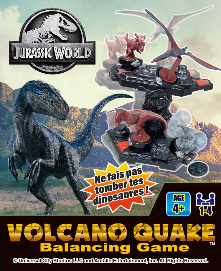 Volcano Quake Jurassic World Balancing Game-™ T. Rex, Blue, Carnotaurus, Triceratops, Stygimoloch, Stegosaurus, Brachiosaurus, Pteranodon.