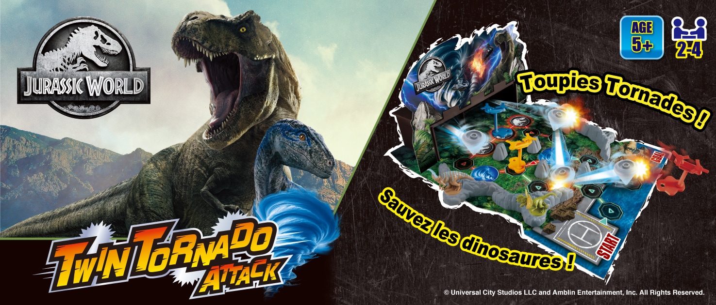 Sauvez les dinosaures d'une énorme tornade grâce à l'hélicoptère ! Jurassic World Twin Tornado Attack