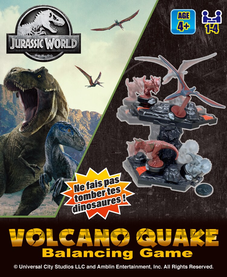Volcano Quake Jurassic World -Balancing Game- T. Rex, Blue, Carnotaurus, Triceratops, Stygimoloch, Stegosaurus, Brachiosaurus, Pteranodon.