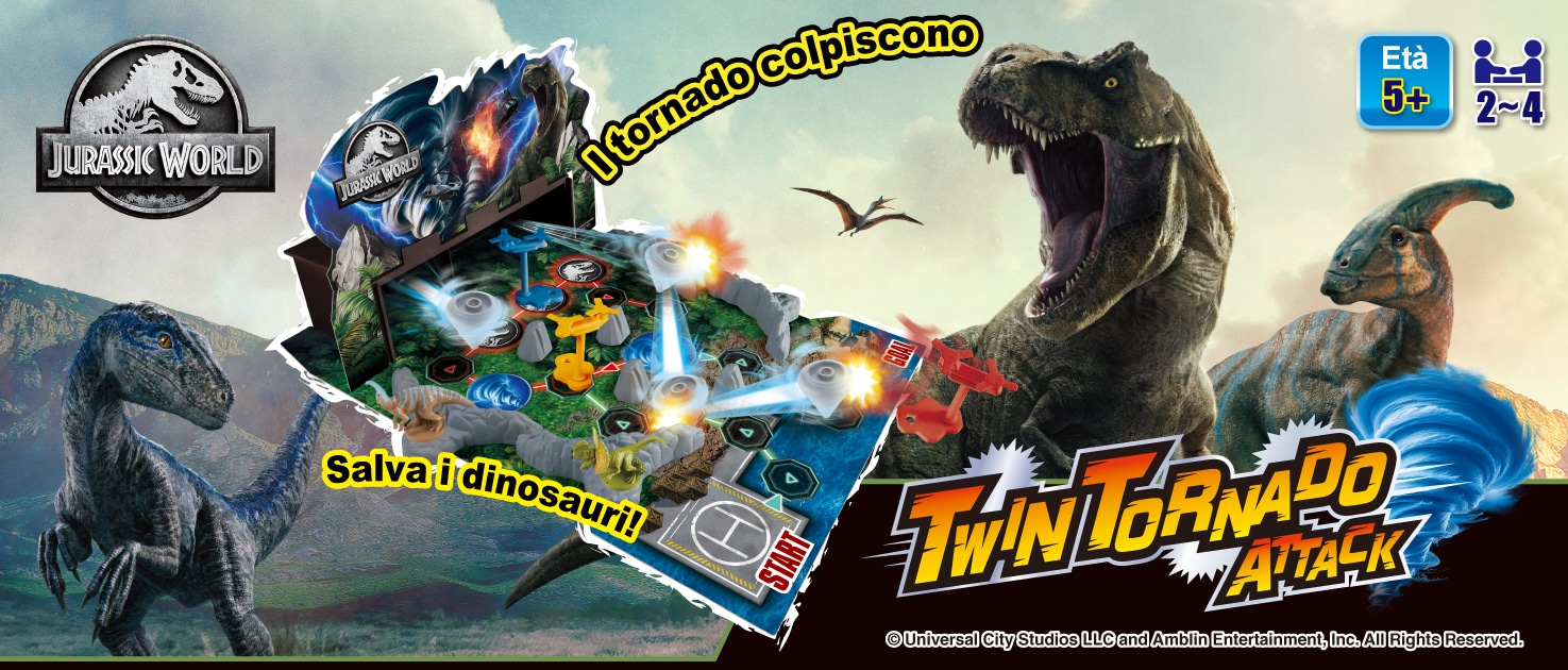 Salva i dinosauri con l'elicottero di soccorso da un'isola pericolosa Jurassic World Twin Tornado Attack