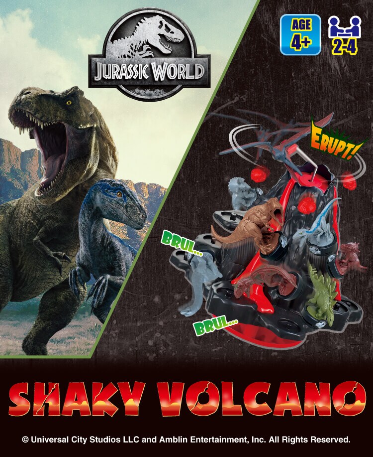 Jurassic World Shaky Volcano T. Rex, Blue, Carnotaurus, Triceratops, Stygimoloch, Stegosaurus, Brachiosaurus, Pteranodon.