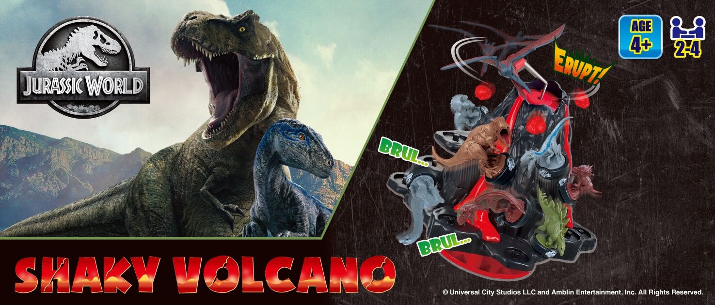 Houd de vulkaan in evenwicht en laat hem niet uitbarsten! 
Jurassic World actie-balanceerspel van Epoch Games! Jurassic World Shaky Volcano