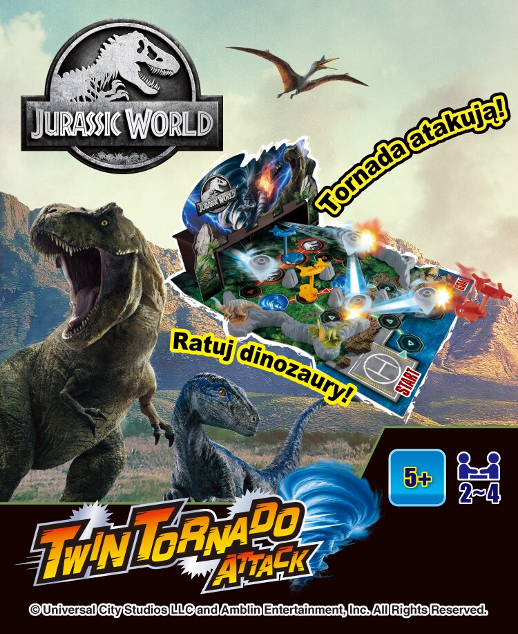 Jurassic World Twin Tornado Attack Parasaurolophus, Dilophosaurus, T-rex, Sinoceratops