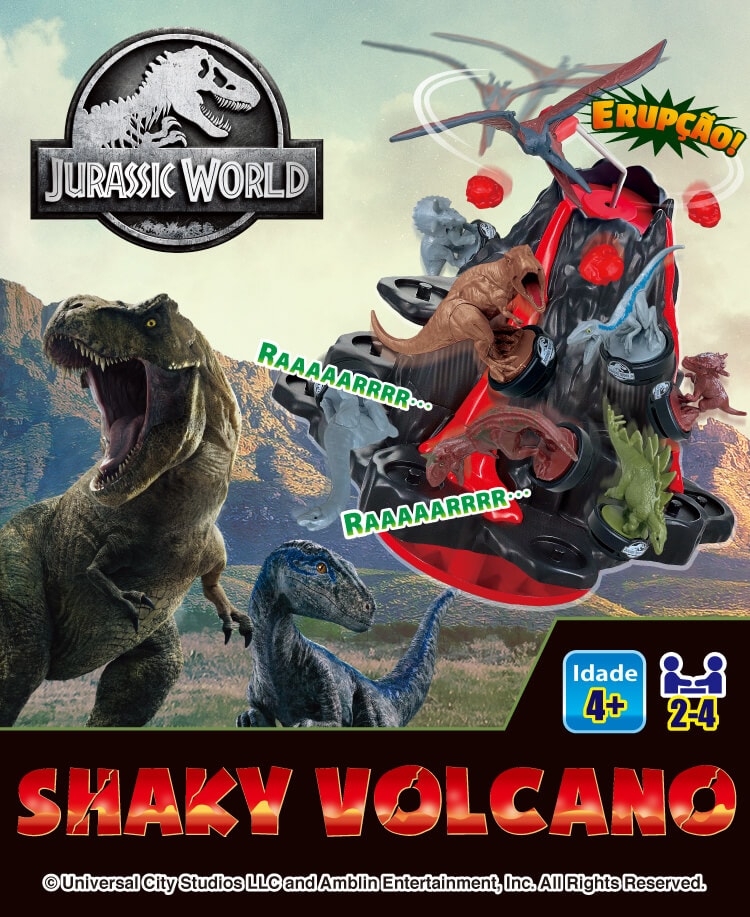 Jurassic World Shaky Volcano T. Rex, Blue, Carnotaurus, Triceratops, Stygimoloch, Stegosaurus, Brachiosaurus, Pteranodon.