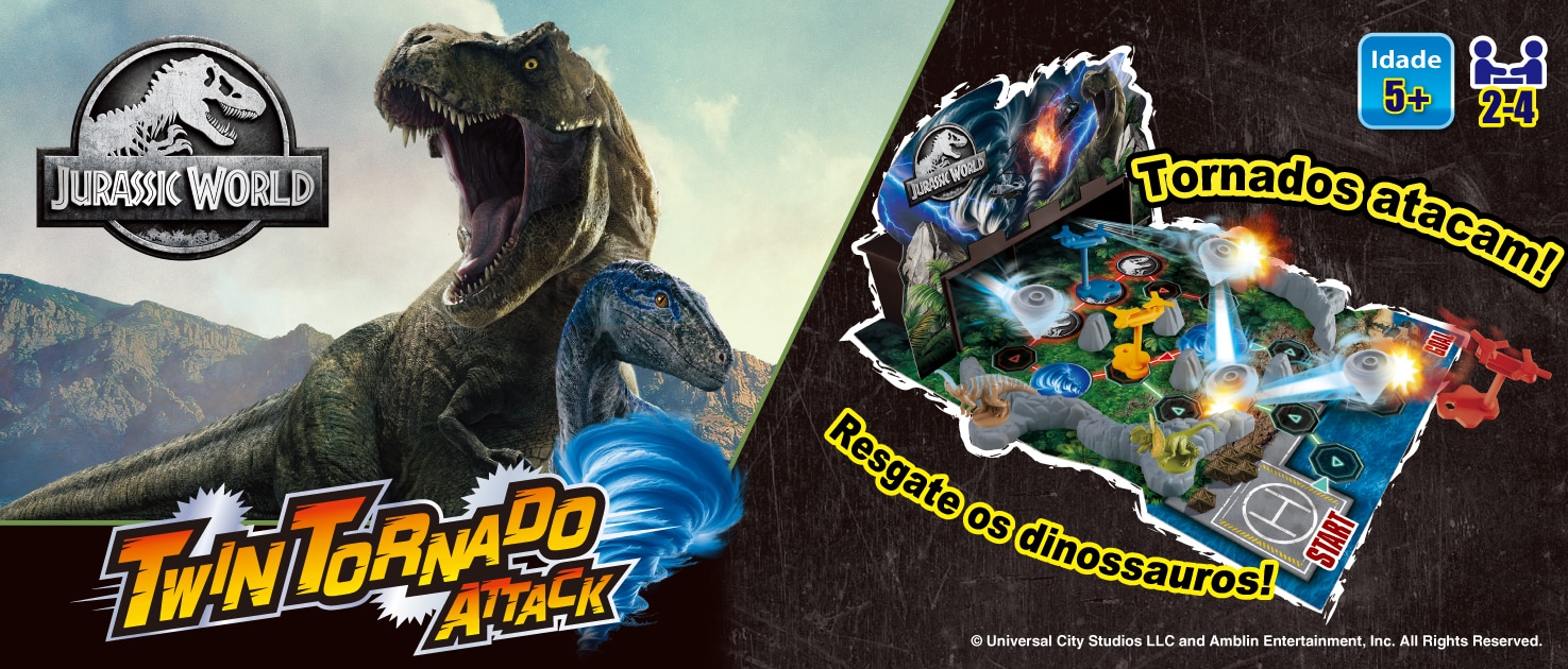 Resgate os dinossauros de uma ilha perigosa com o helicóptero de resgate! Jurassic World Twin Tornado Attack