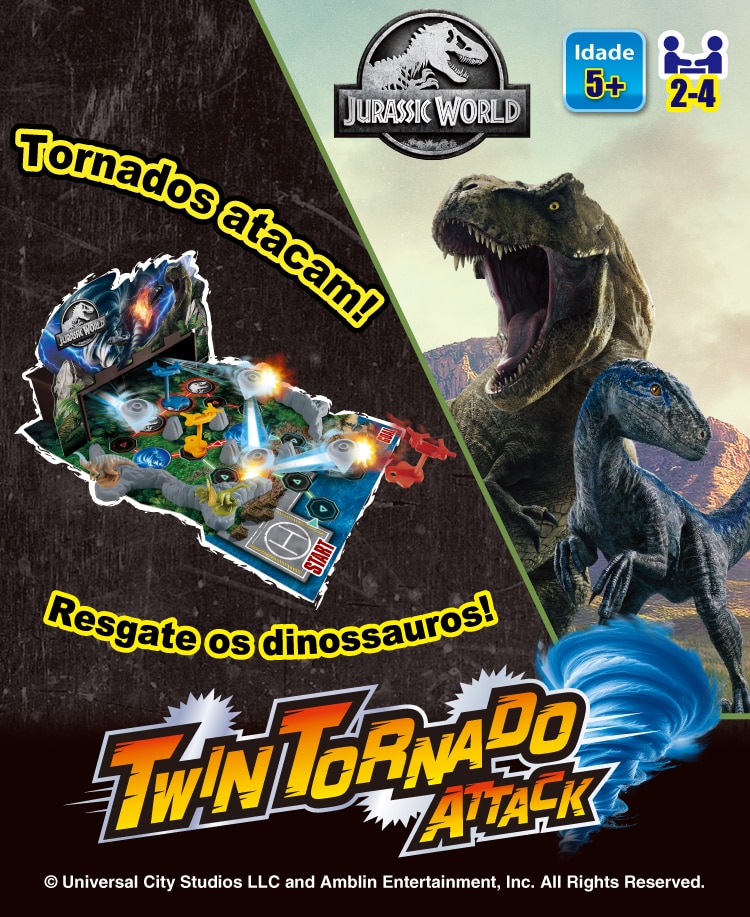 Jurassic World Twin Tornado Attack Parasaurolophus, Dilophosaurus, T-rex, Sinoceratops